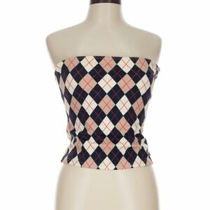 Burberry Navy and Pink Argyle Skirt